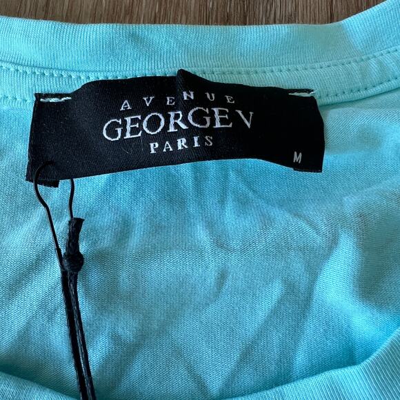 AVENUE GEORGE V Men's Tiger Face Baby Blue T-Shirt Size M - Picture 7 of 10
